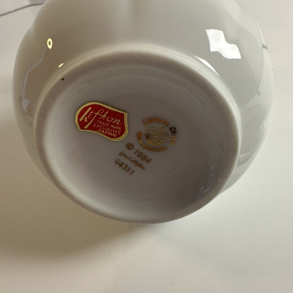 Vintage Lefton Bone China Hand Painted Flower Water/Creamer Pitcher & Bowl-Japan - Picture 6 of 9